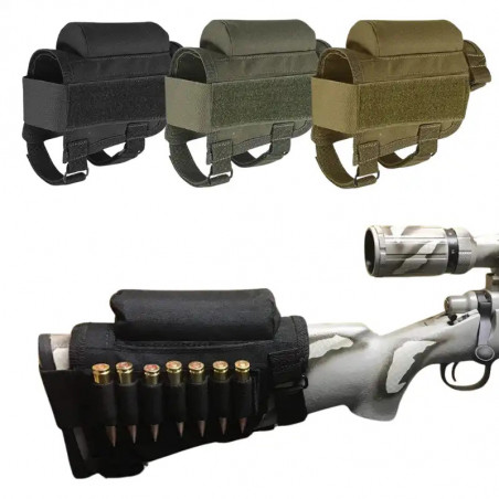 Cartouchière tactique de crosse ambidextre avec appui-joue