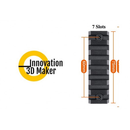Rail MLok  7 places en aluminium avec vis et écrous